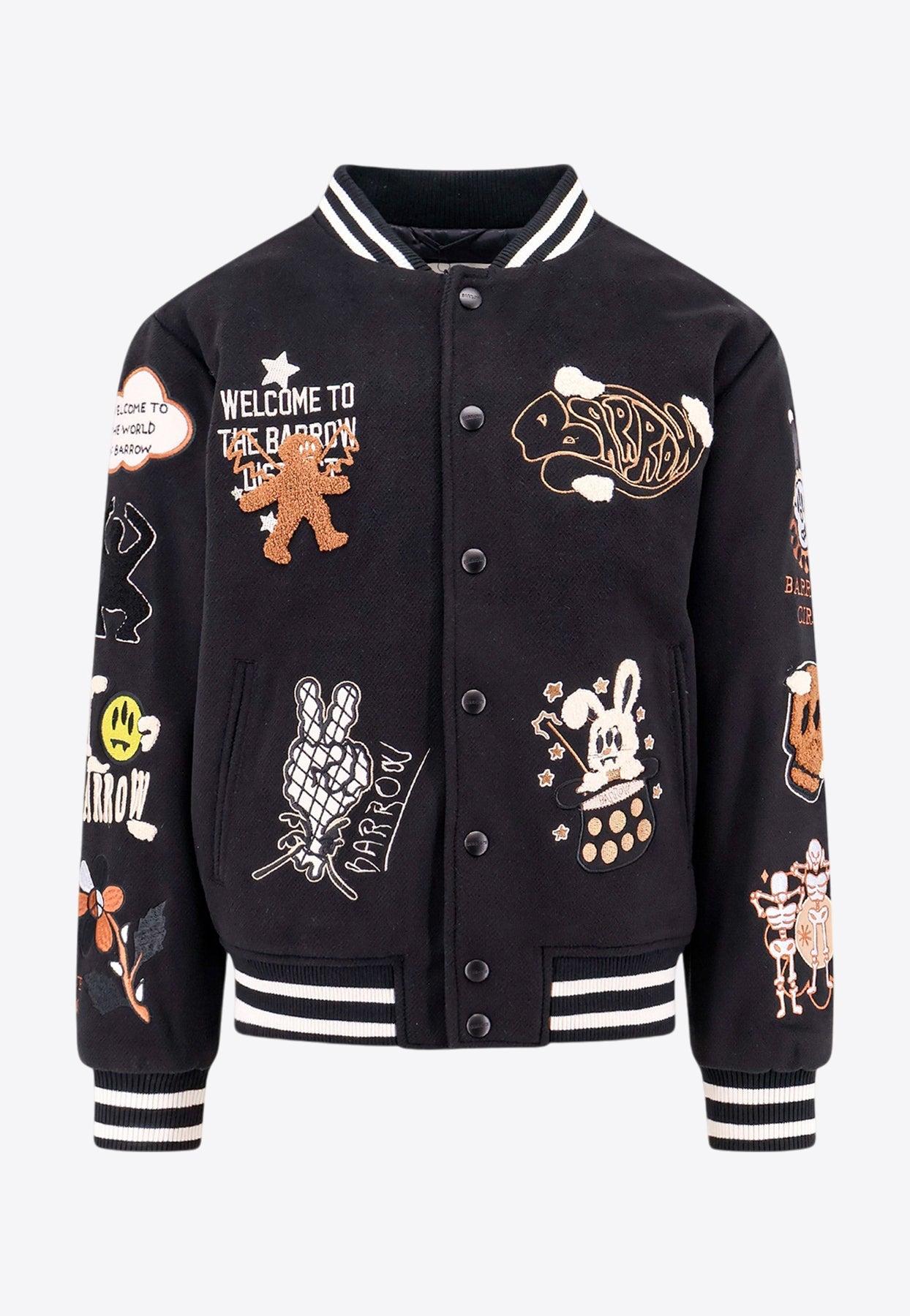 Embroidered Patches Padded Bomber Jacket