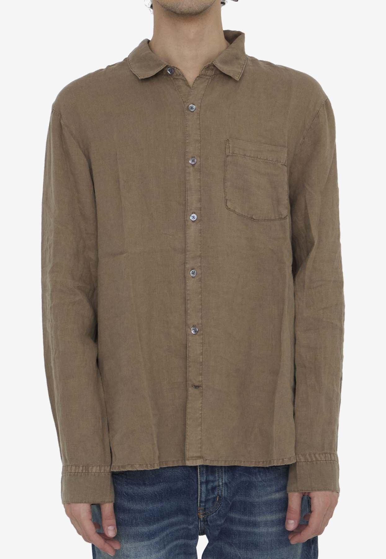 Long-Sleeved Linen Shirt