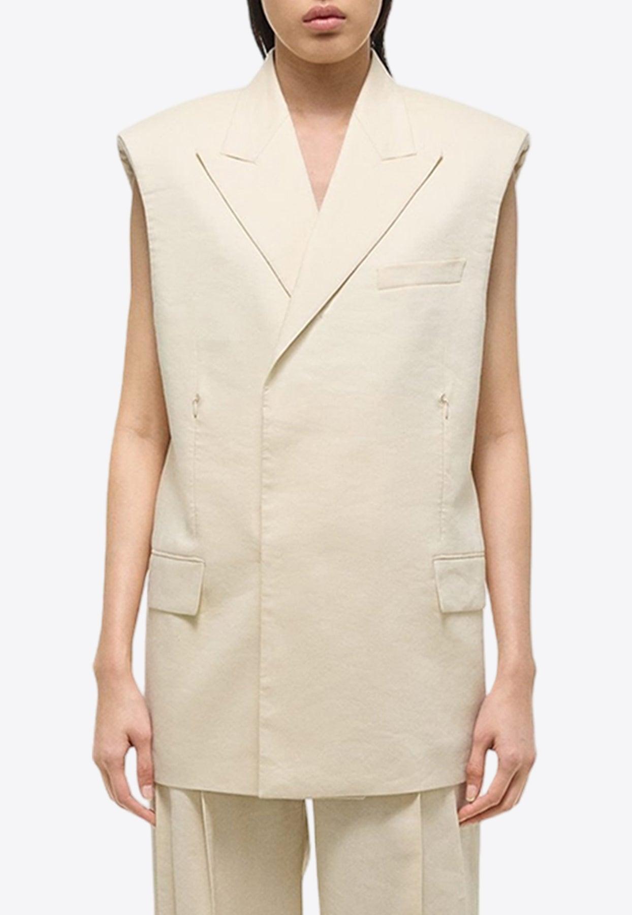 Double-Breasted Sleeveless Blazer