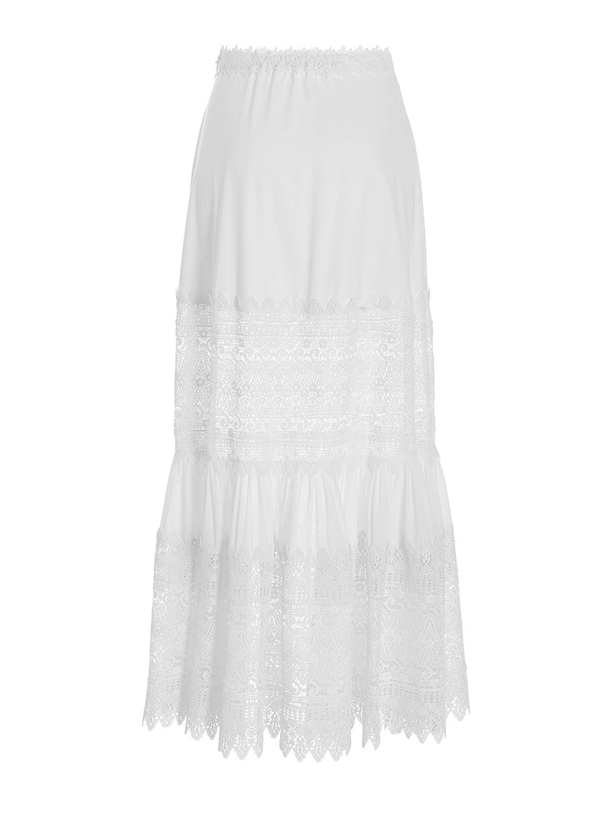 Cotton skirt with long style lace inserts