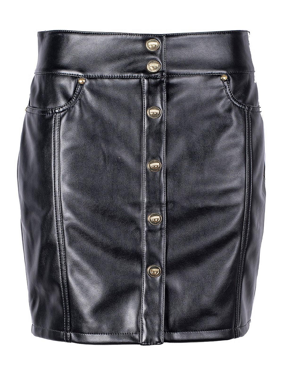 Coated faux leather skirt