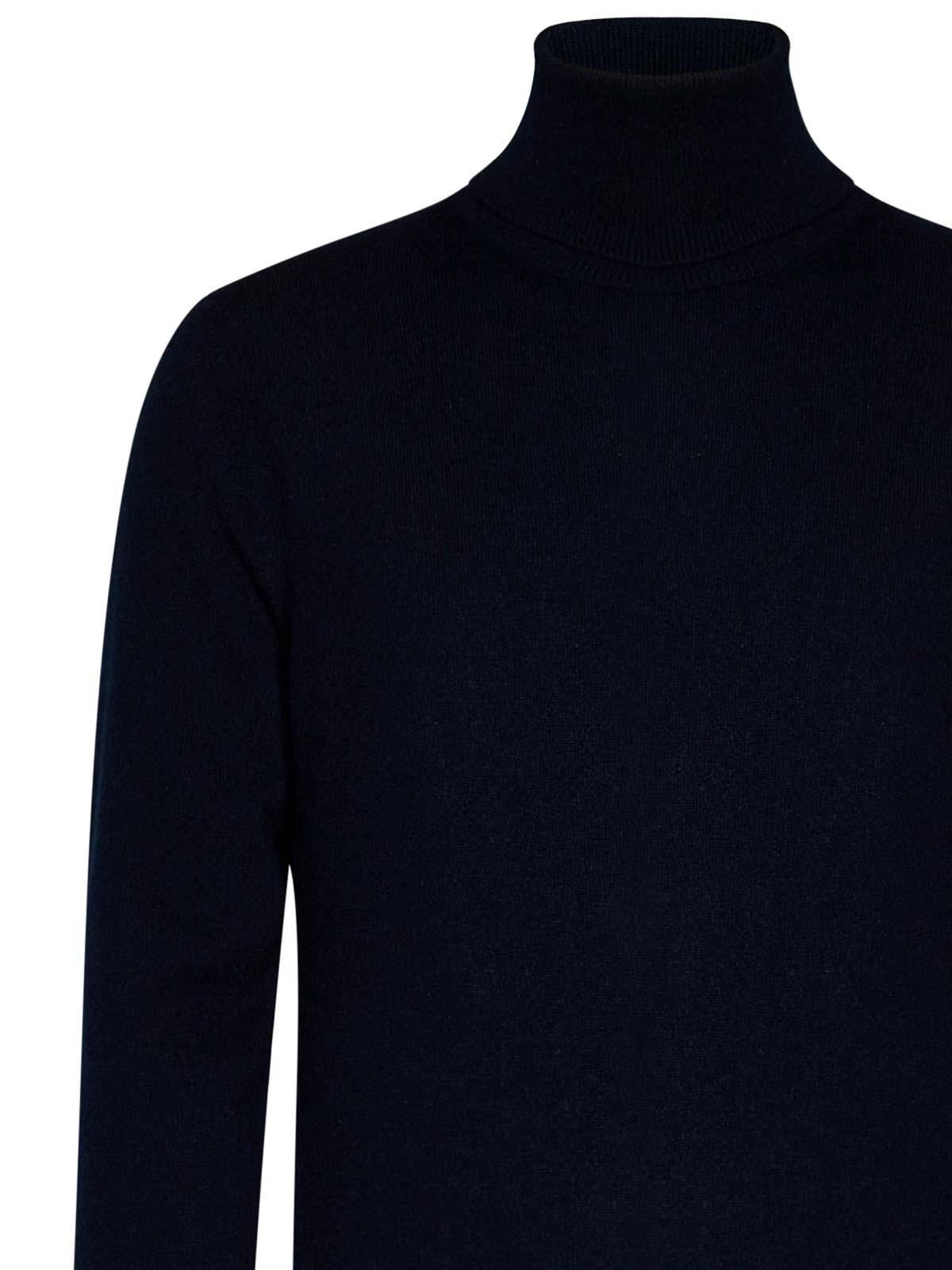 Blue Cashmere Knit Turtleneck Sweater