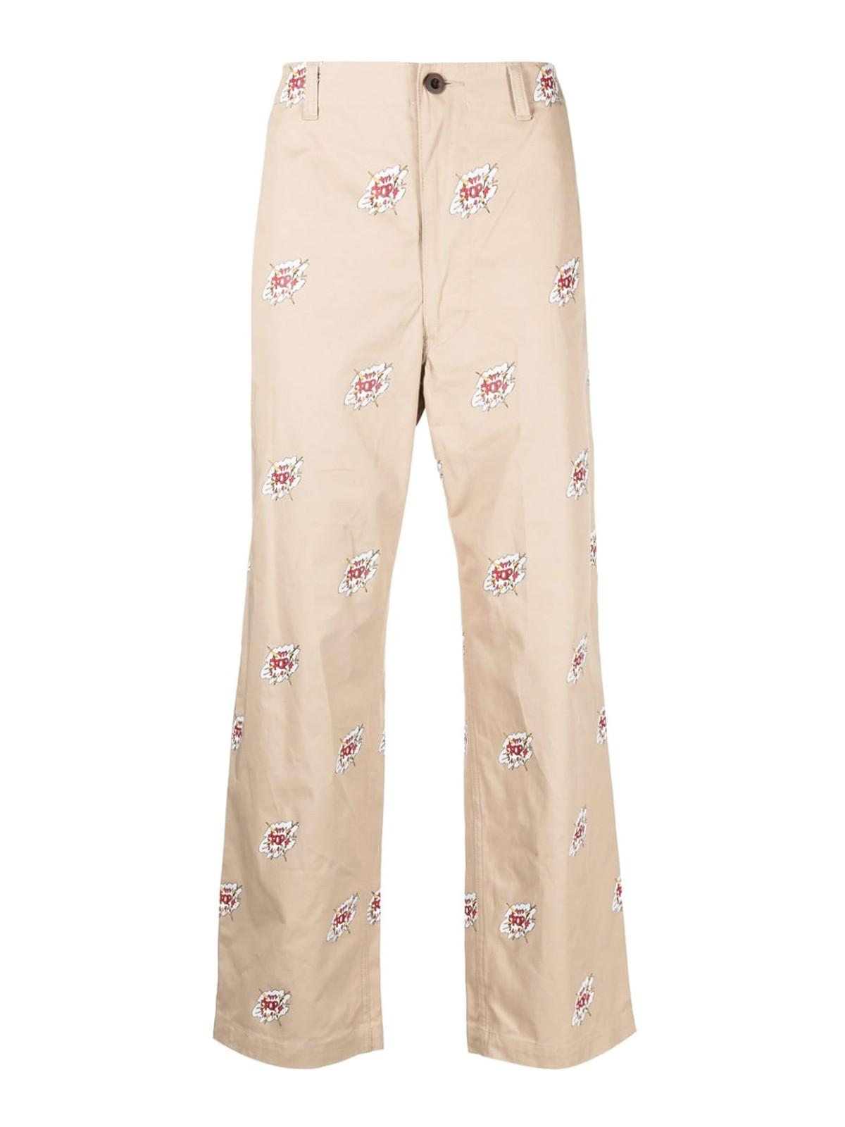 Graphic-print cotton trousers