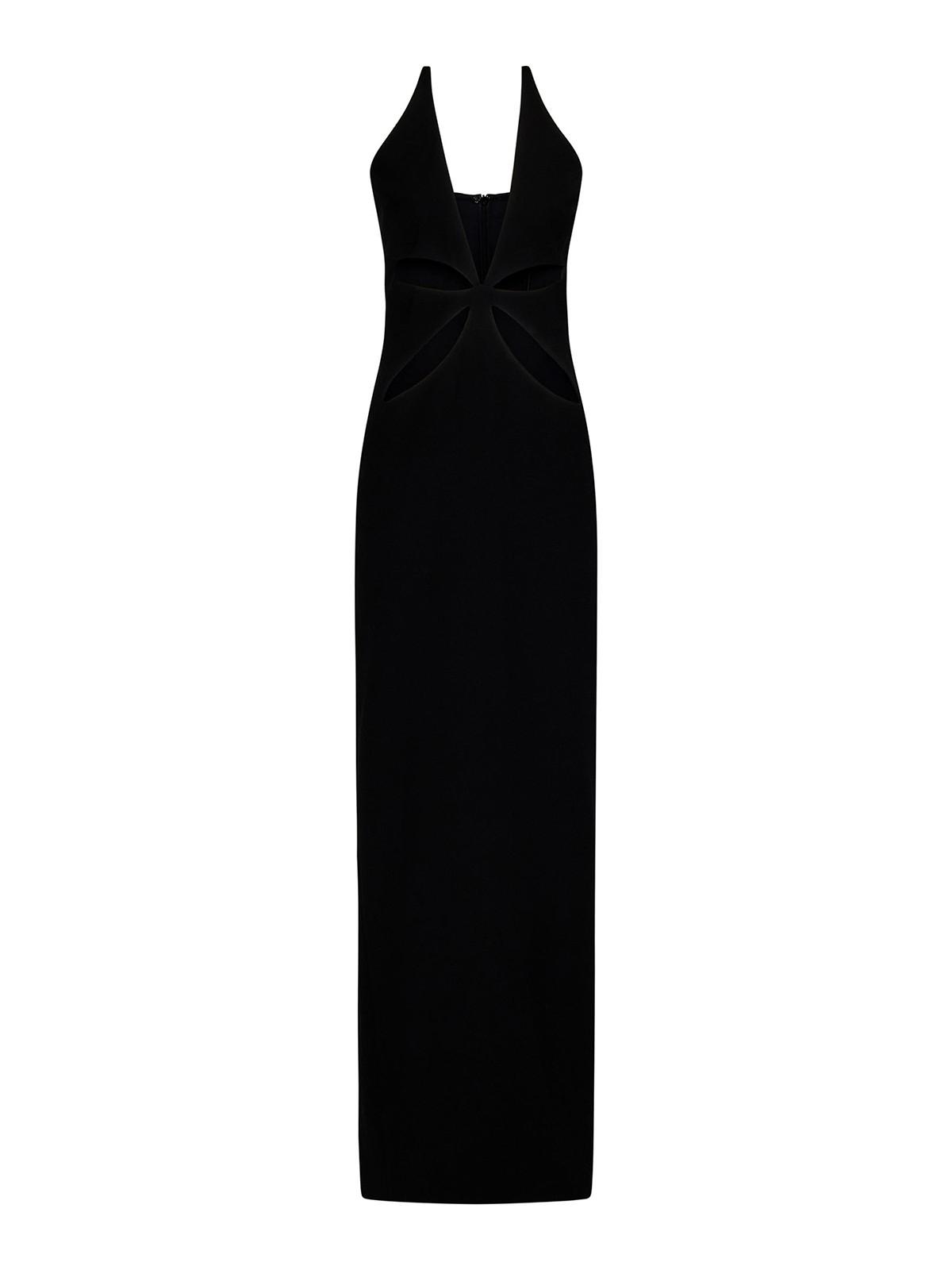 Long black crepe dress