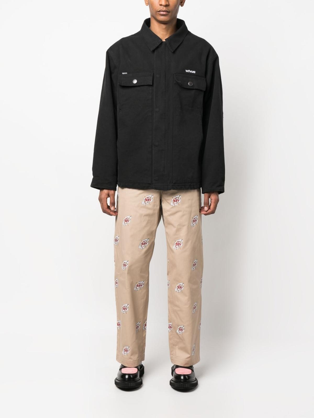 Graphic-print cotton trousers