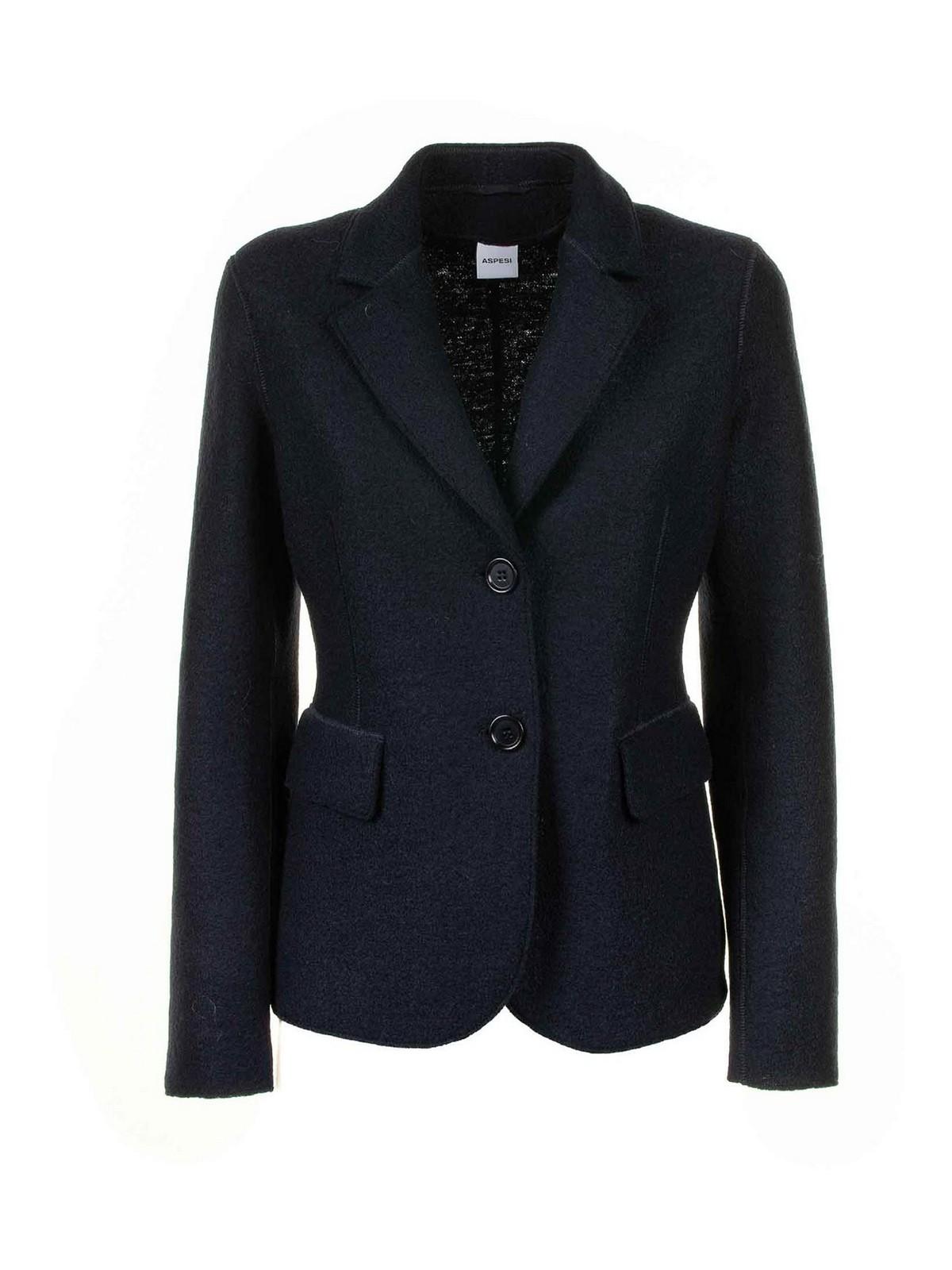 Navy Blue Single-Breasted Jacket for Women