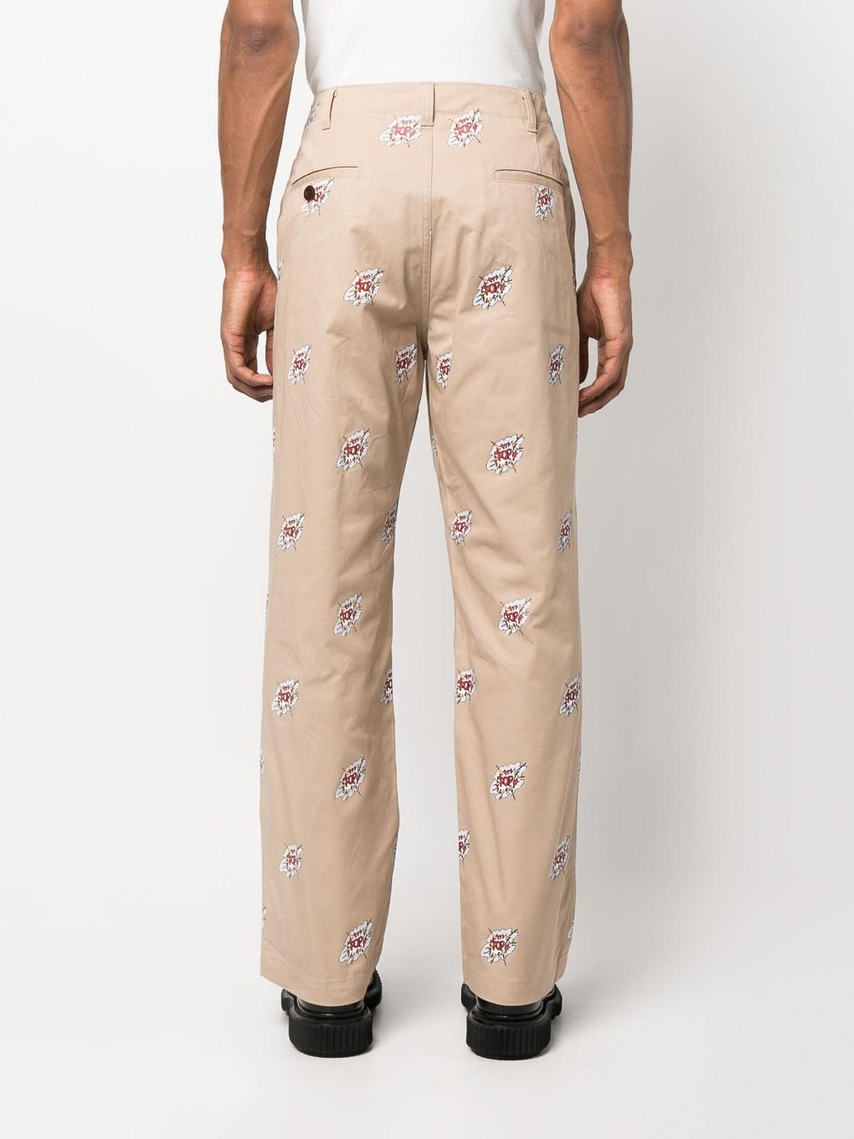 Graphic-print cotton trousers