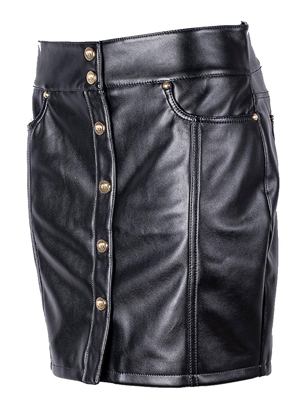 Coated faux leather skirt