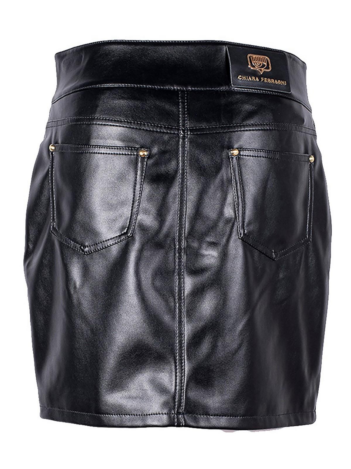 Coated faux leather skirt