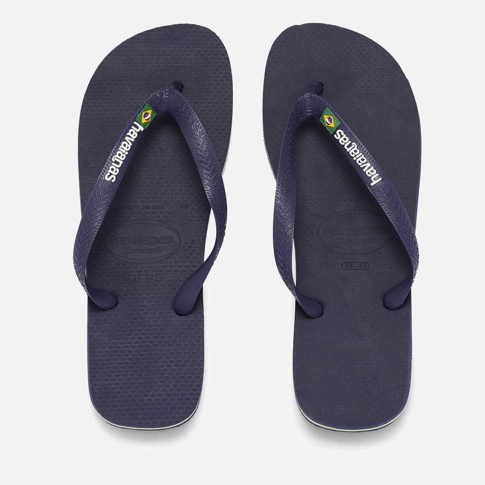 Havaianas Men's Brasil Logo Flip Flops - Navy Blue - UK 6/7