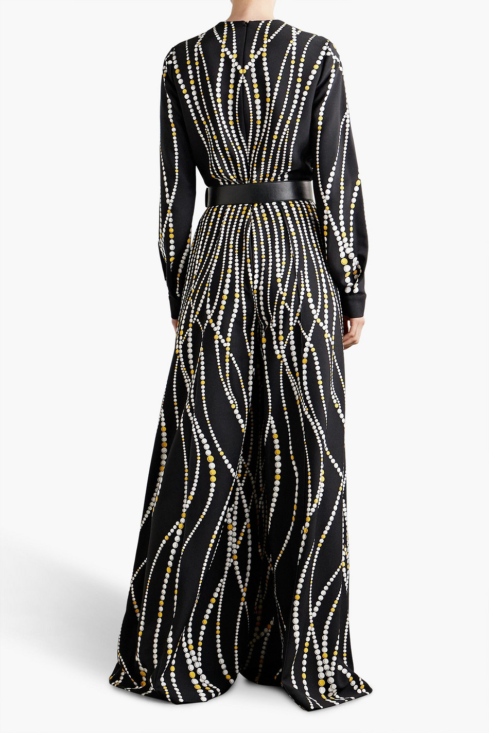 Belted printed cady wide-leg jumpsuit