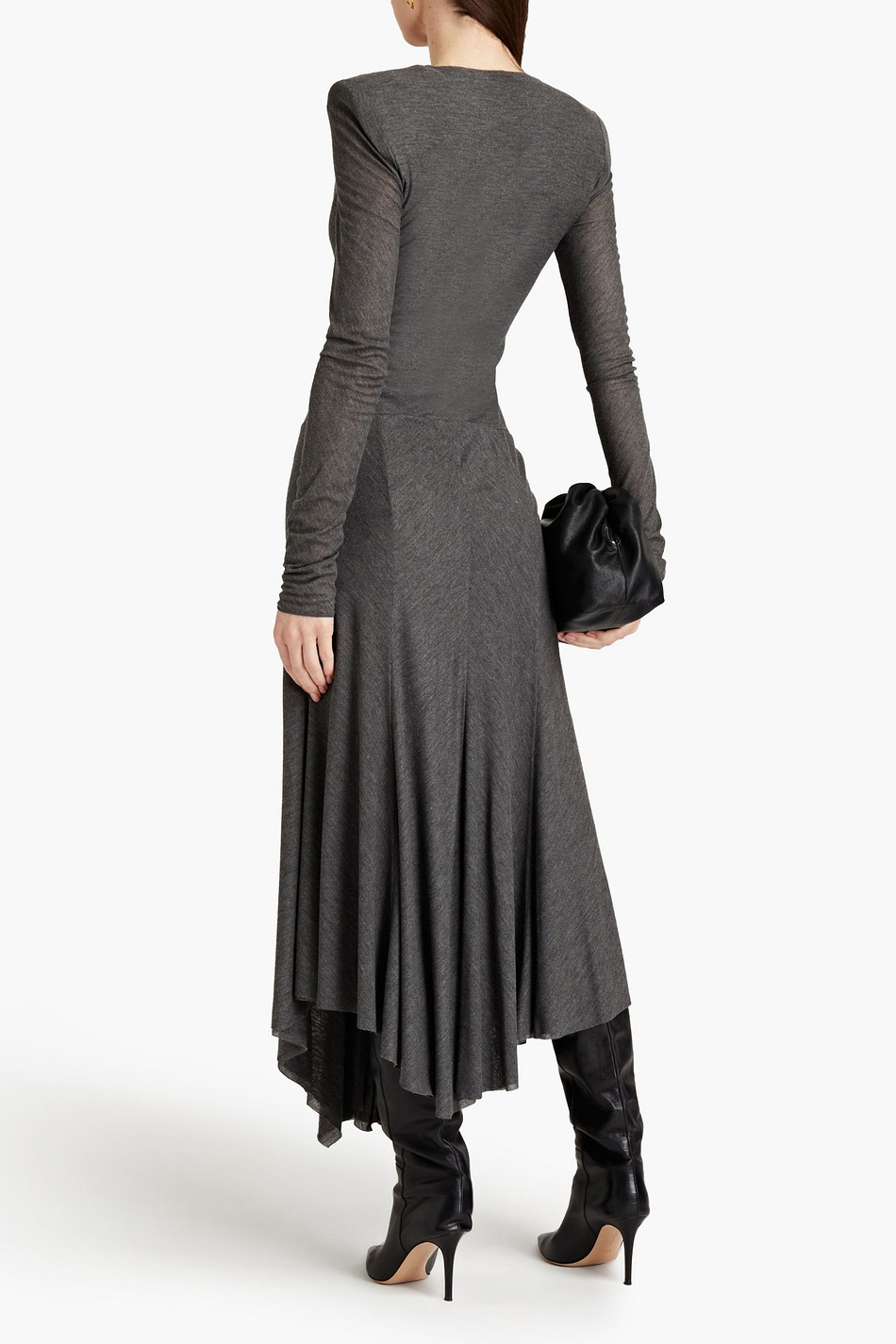 Asymmetric twisted modal-jersey midi dress