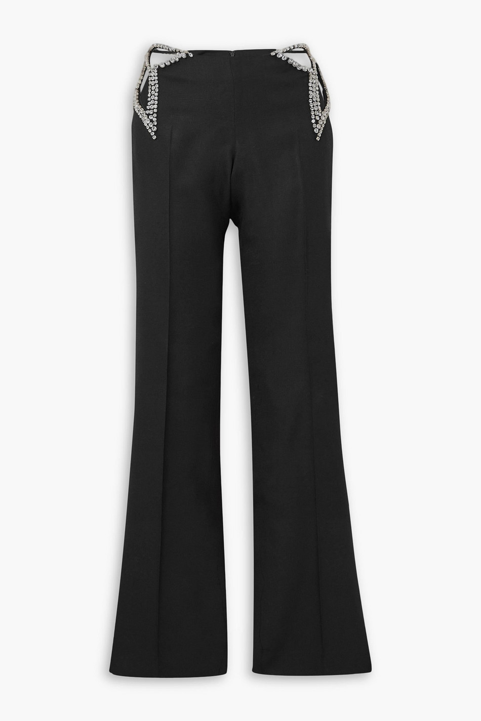 Crystal-embellished cutout woven pants