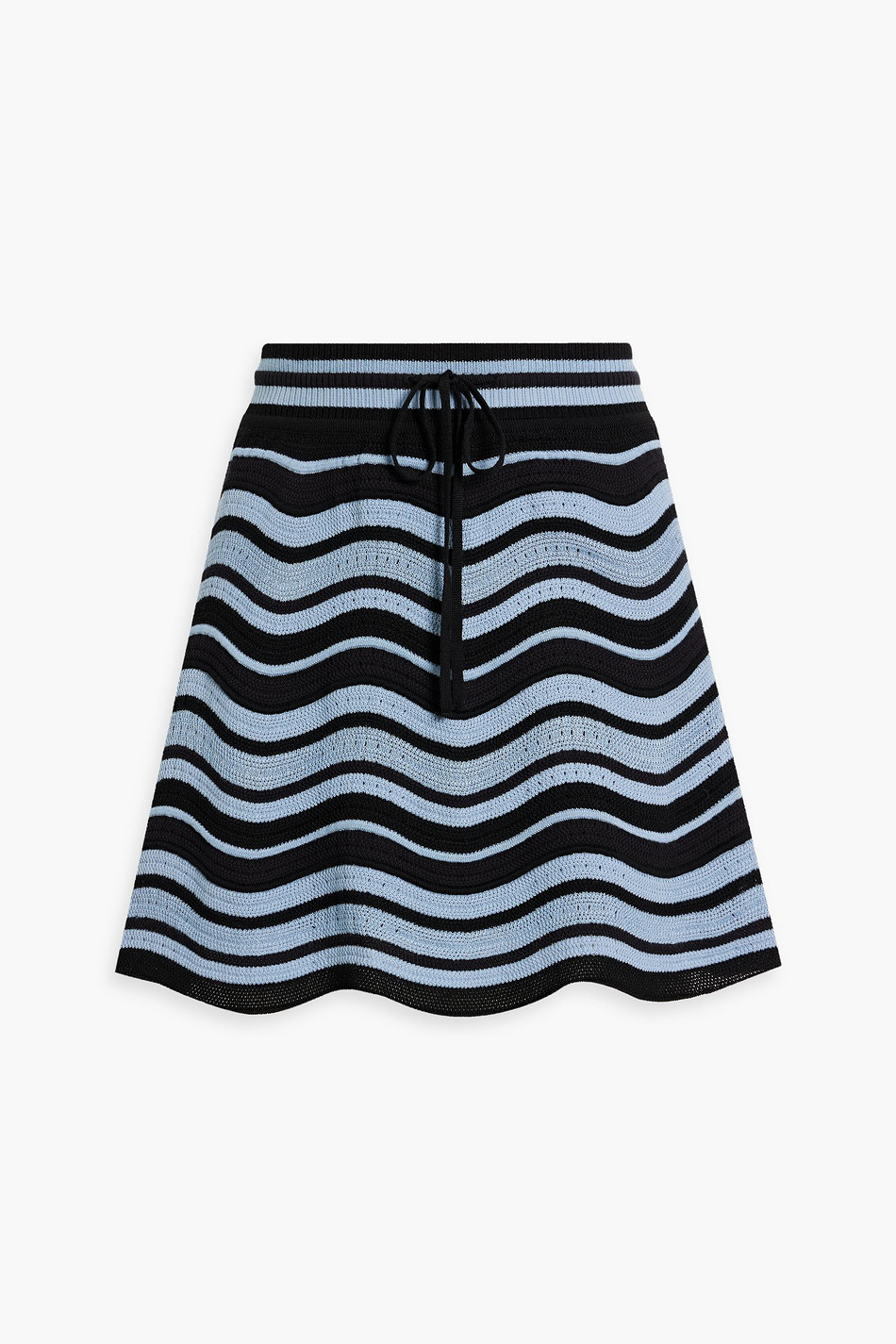 Striped crochet-knit cotton-blend mini skirt