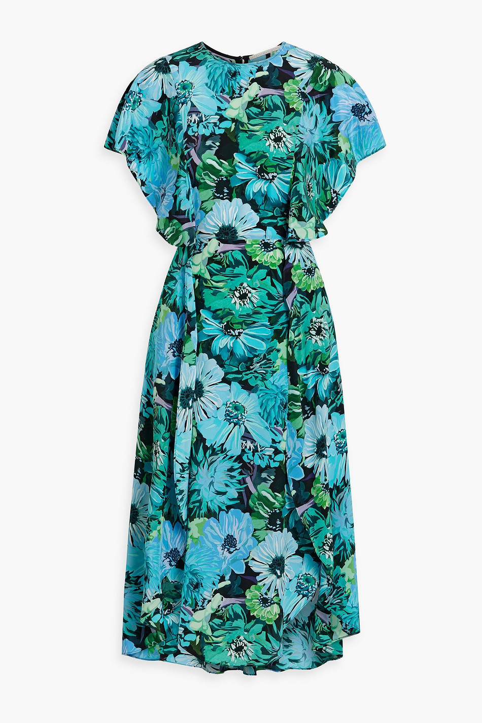 Floral-print silk crepe de chine midi dress