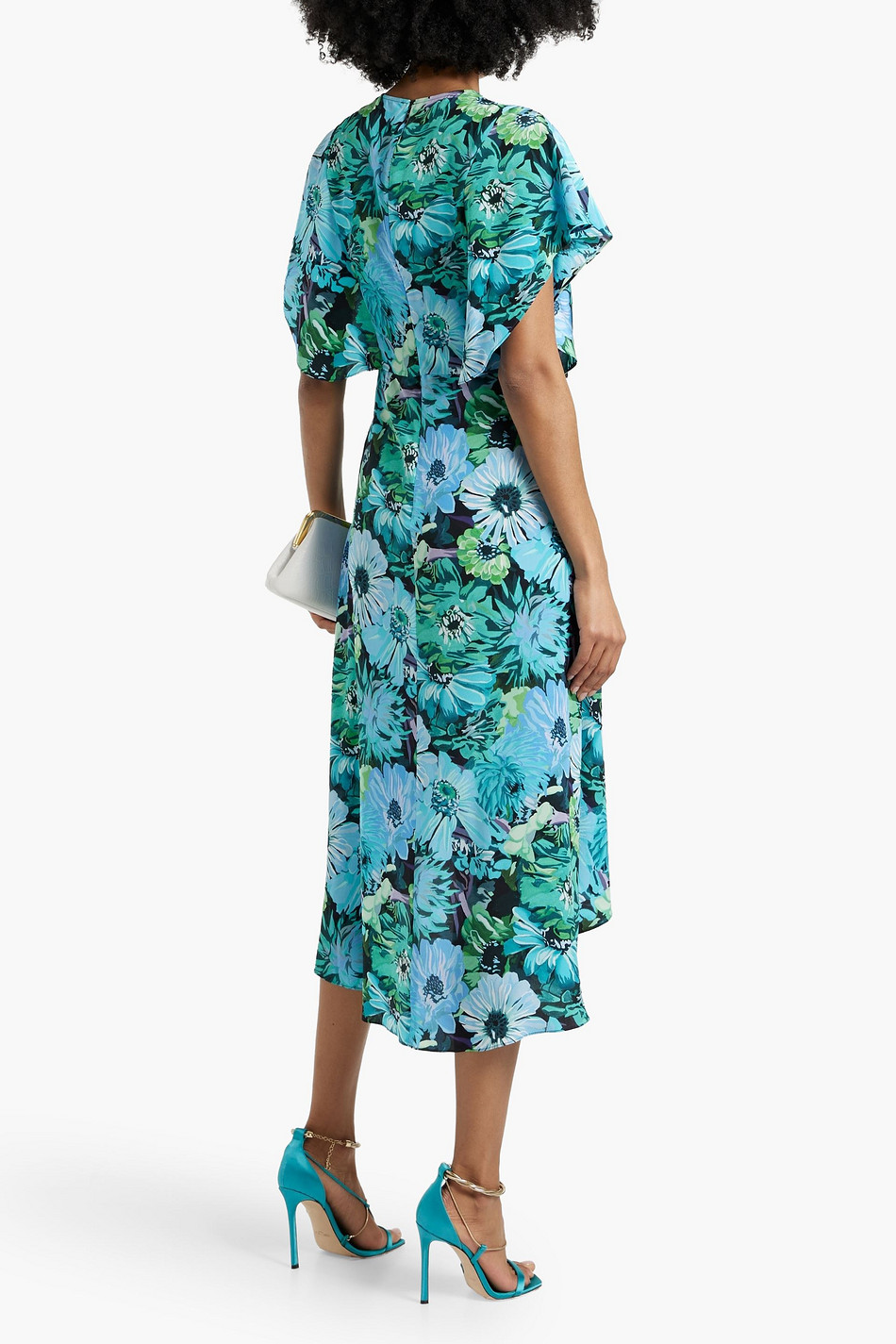 Floral-print silk crepe de chine midi dress