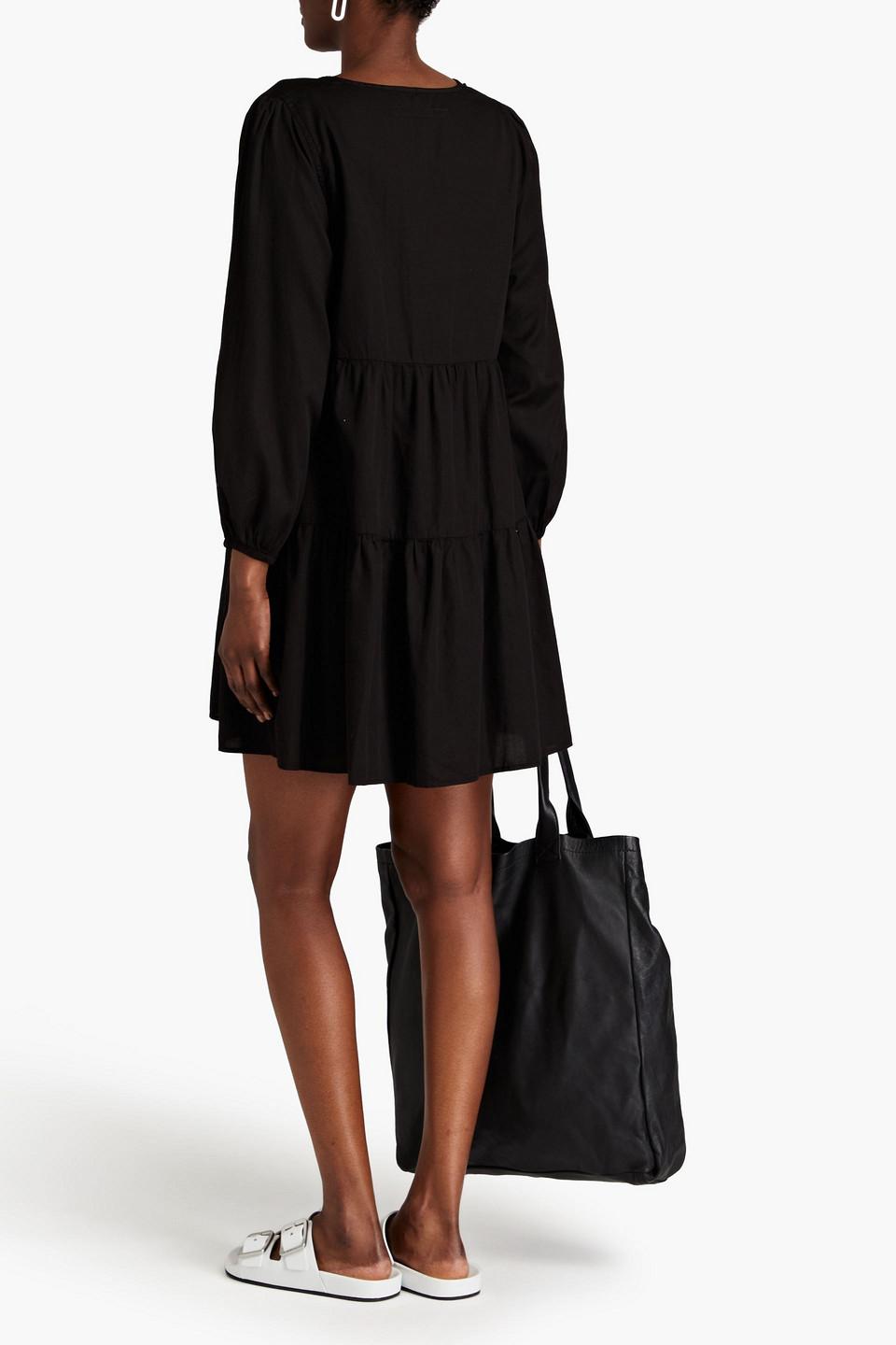 Tiered cotton-poplin mini dress