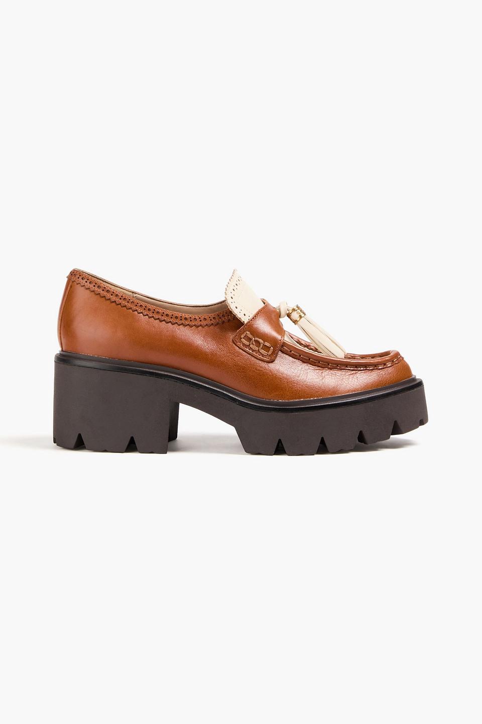 Meela two-tone leather platform loafers