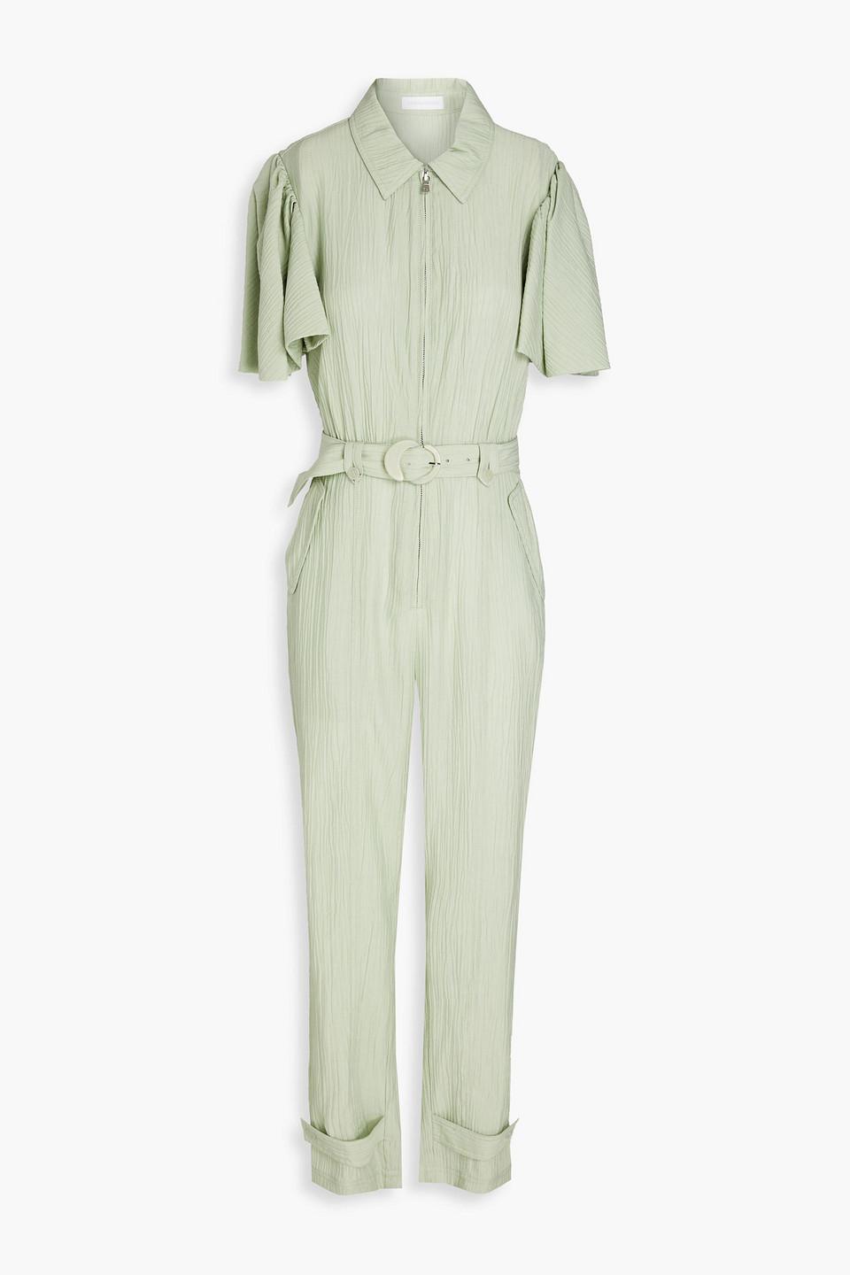 Callista belted crinkled Lyocell-blend twill jumpsuit