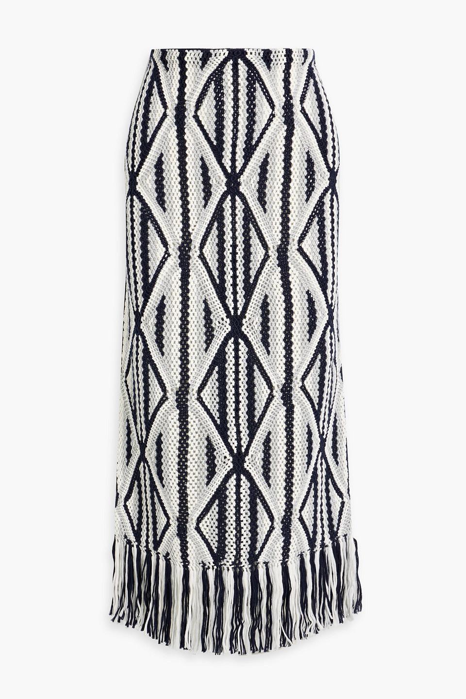 Estes fringed crocheted wool maxi skirt