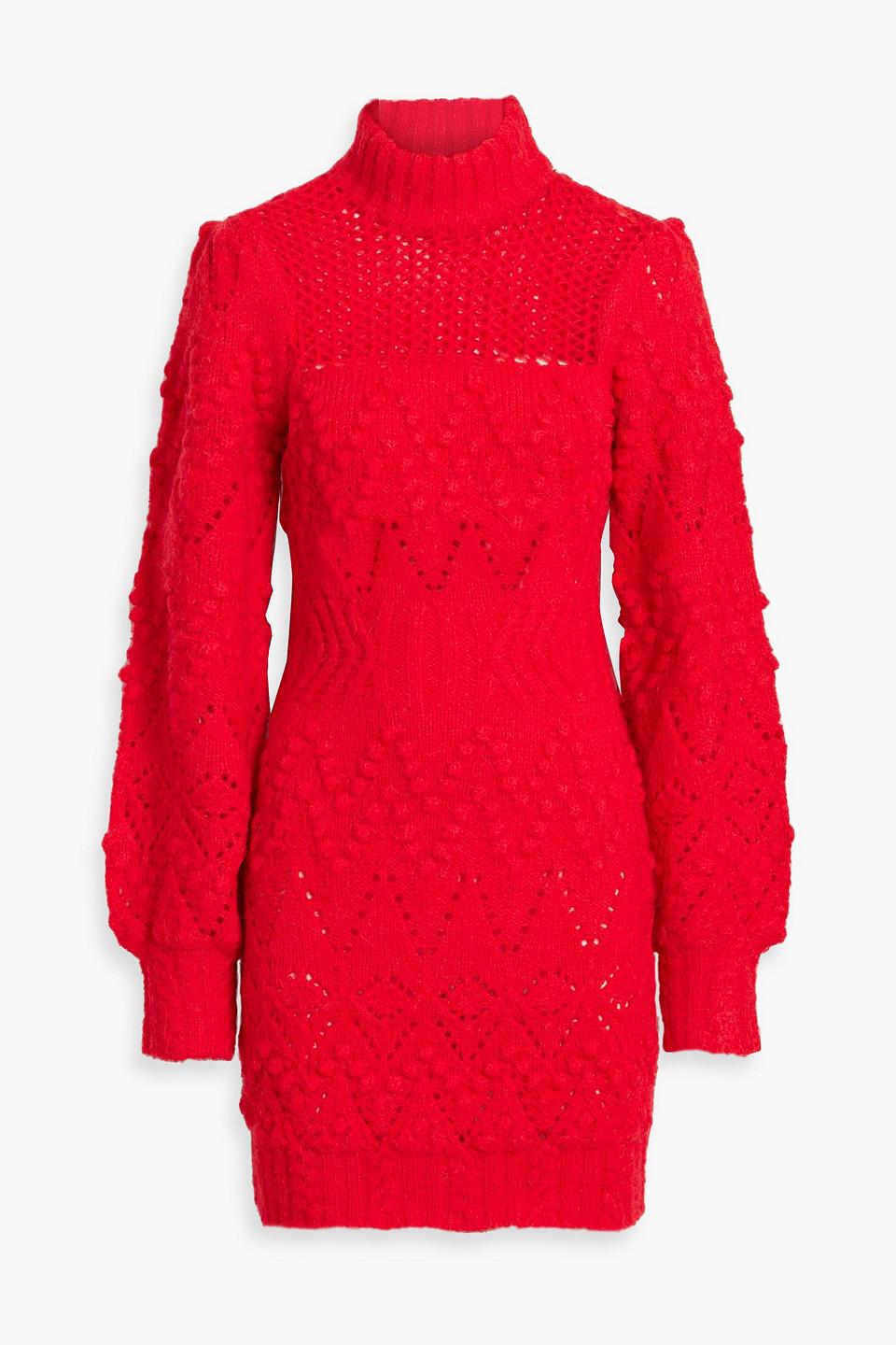 Tinna pointelle-knit turtleneck mini dress