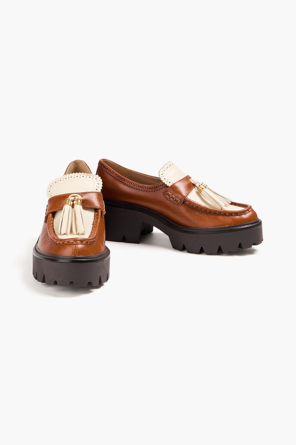 Meela two-tone leather platform loafers