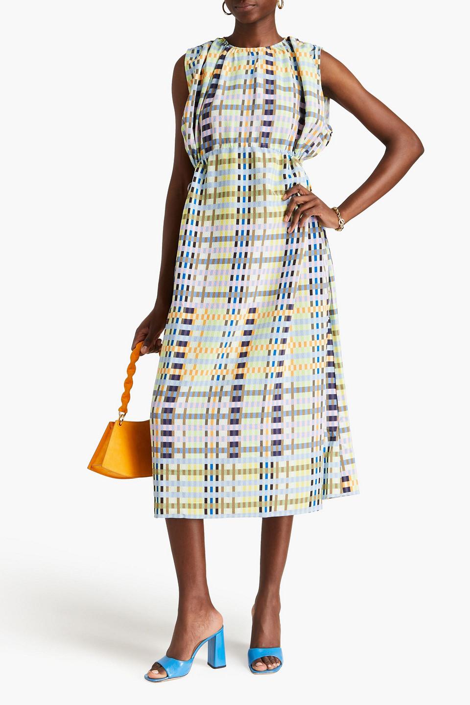 Rowena checked crepe midi dress