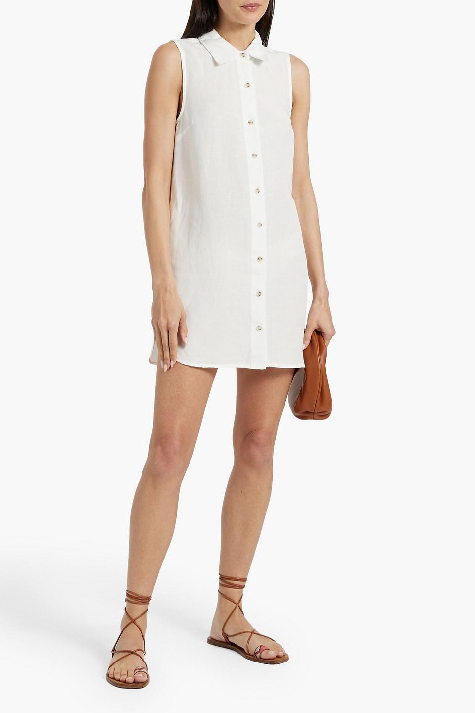 Linen and lyocell-blend mini dress