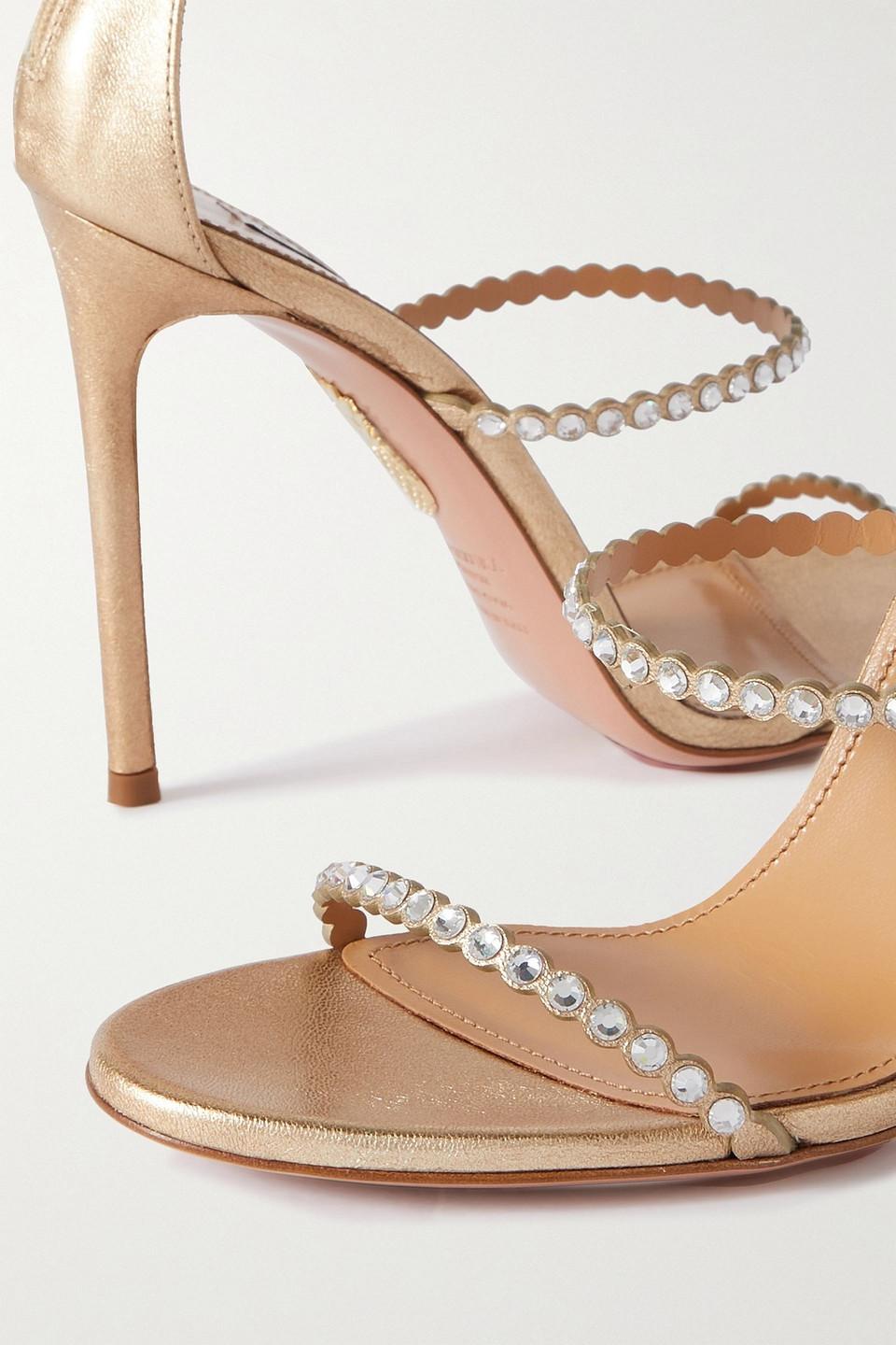 Mini Tequila 105 crystal-embellished metallic leather sandals