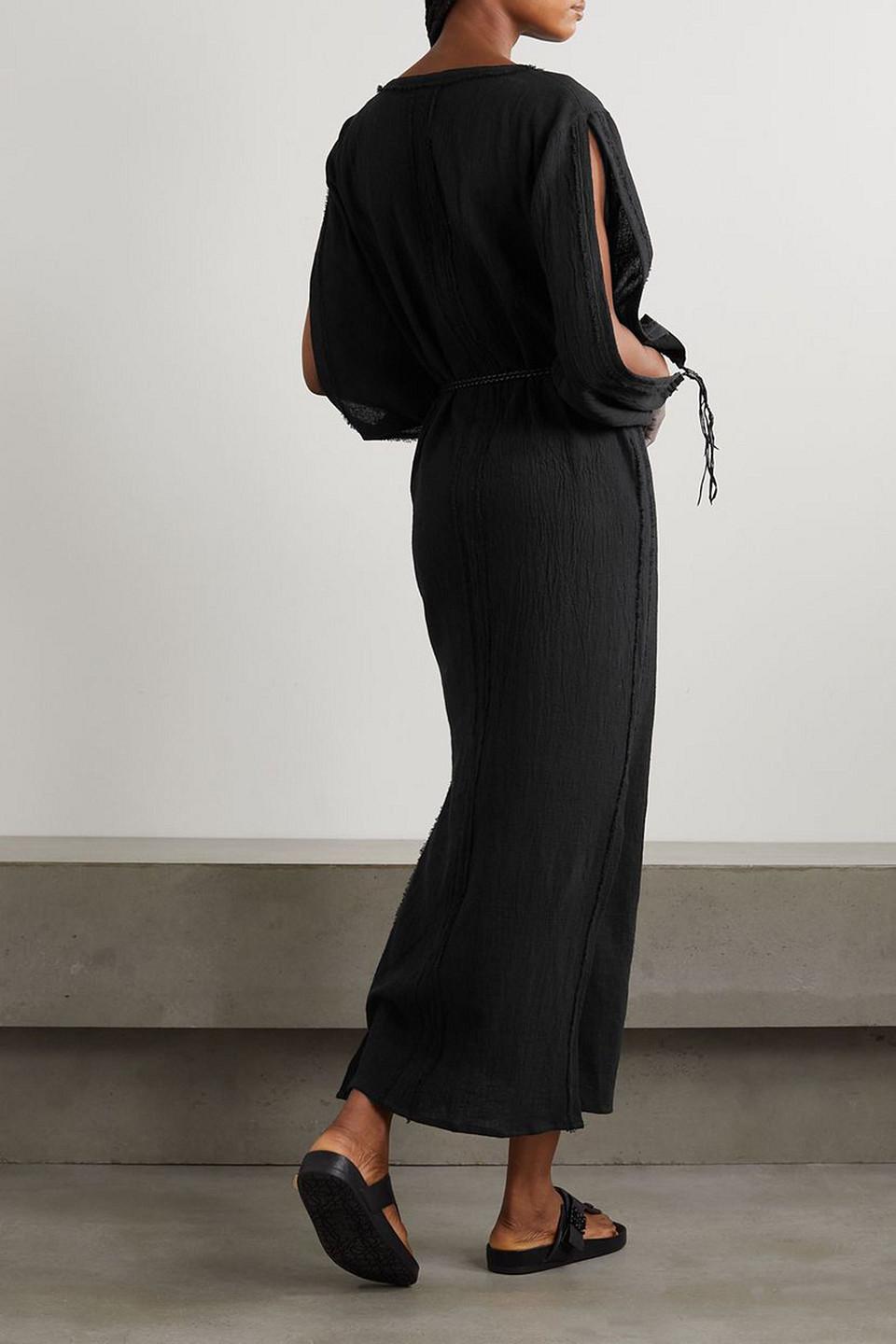 Cahkiy belted wrap-effect cotton-gauze maxi dress