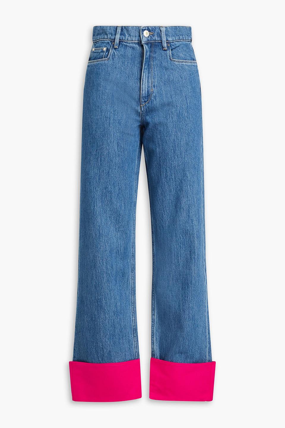 Poppy two-tone high-rise straight-leg jeans