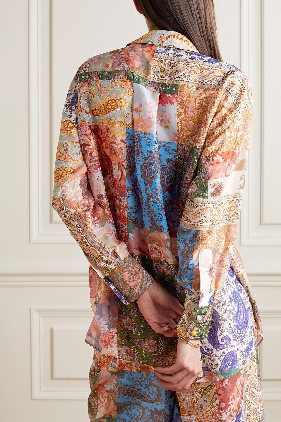 Davi patchwork paisley-print silk shirt