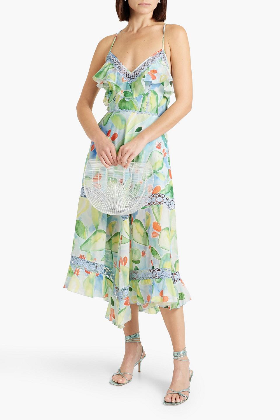 Zaragoza printed cotton-blend voile midi dress