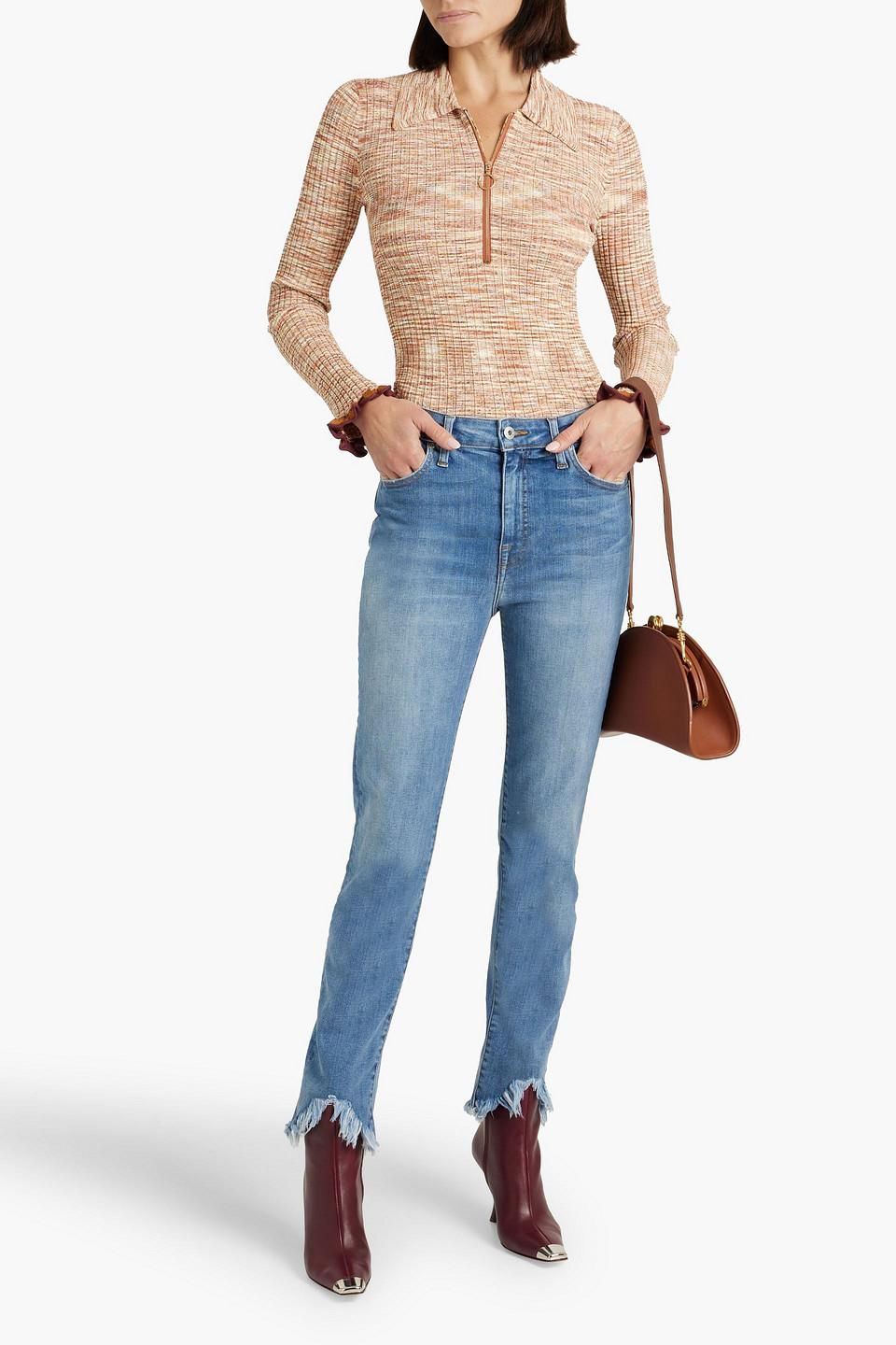 River frayed mid-rise straight-leg jeans