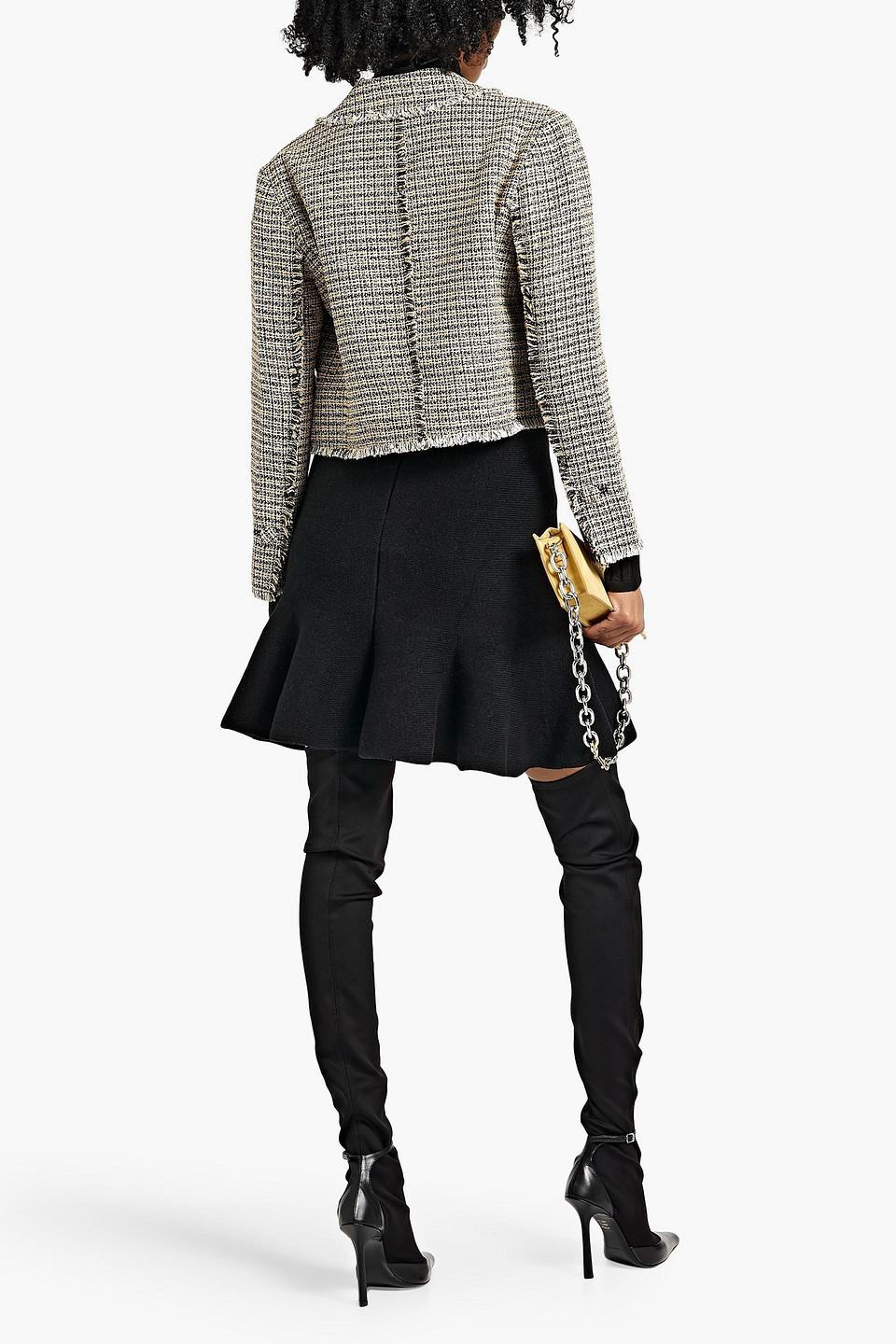 Cropped cotton-blend tweed jacket