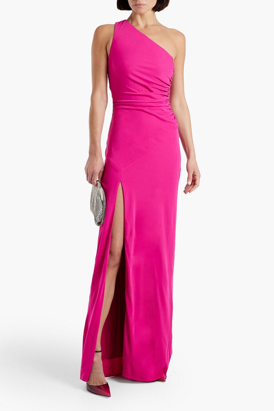 Mailia one-shoulder ruched jersey gown