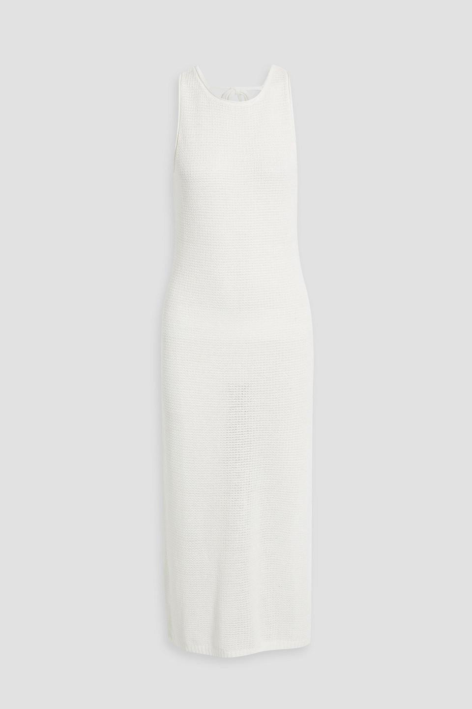 Open-knit linen midi dress