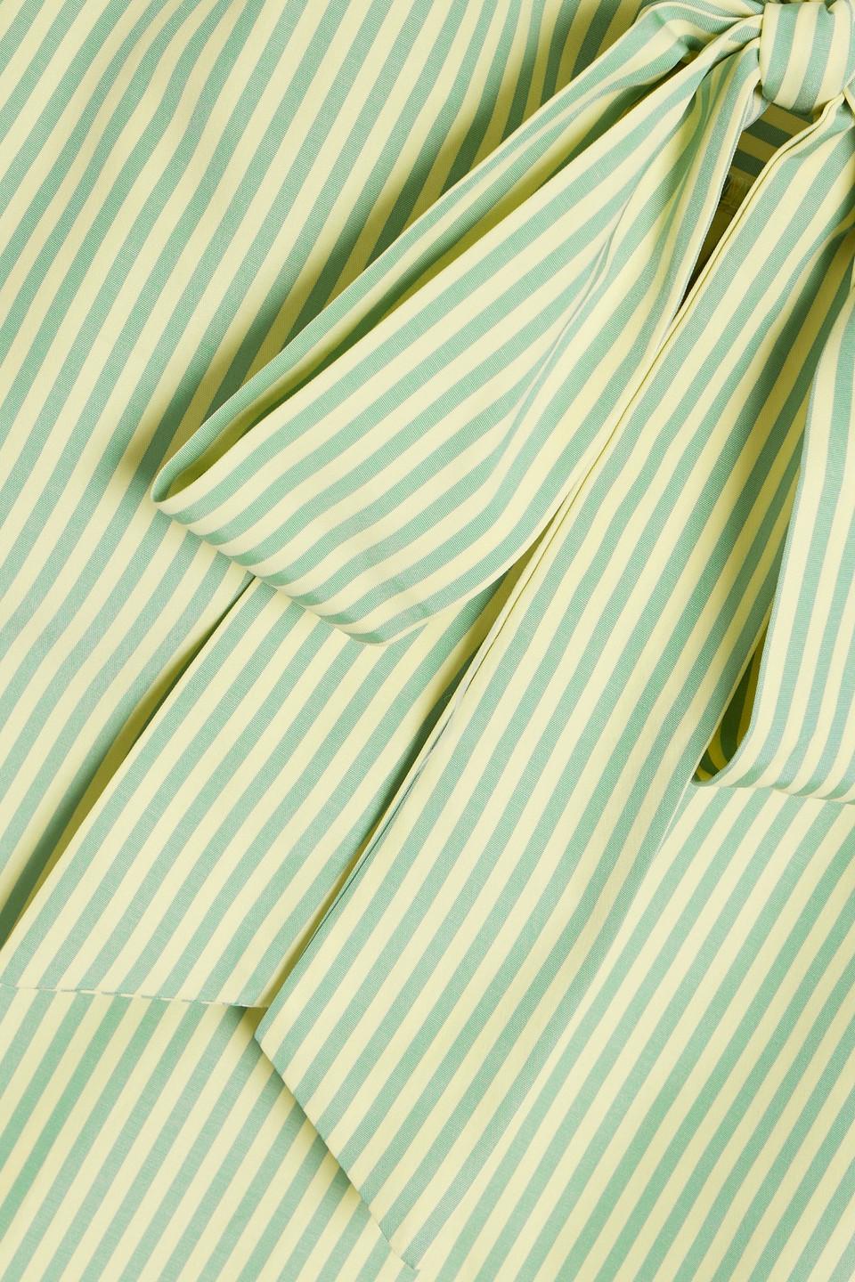 Shea pussy-bow striped poplin top