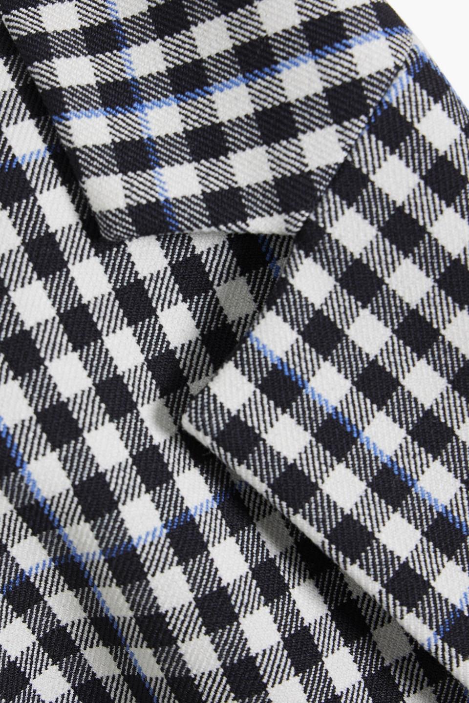 Zip-detailed gingham twill blazer