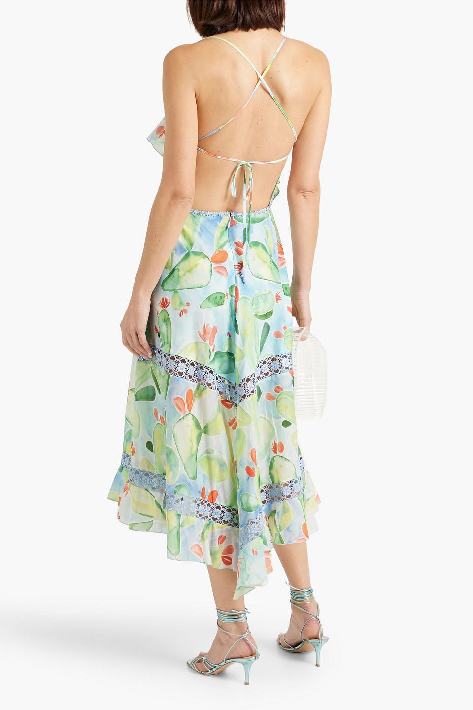 Zaragoza printed cotton-blend voile midi dress