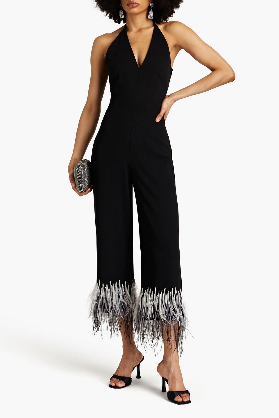 Kaitlyn embellished crepe halterneck jumpsuit