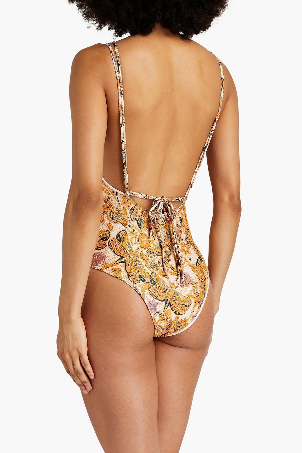 Boliviana embellished printed swimsuit