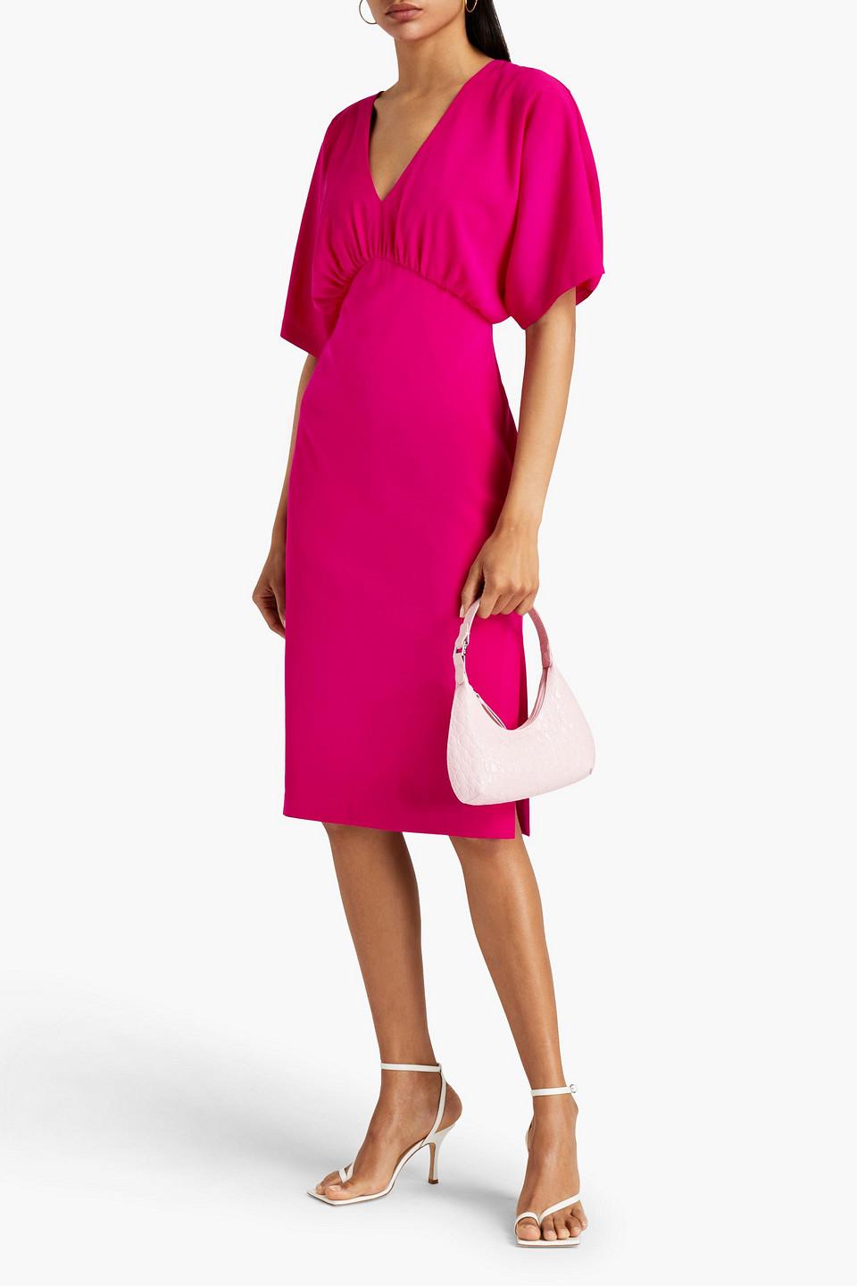 Gathered stretch-crepe midi dress