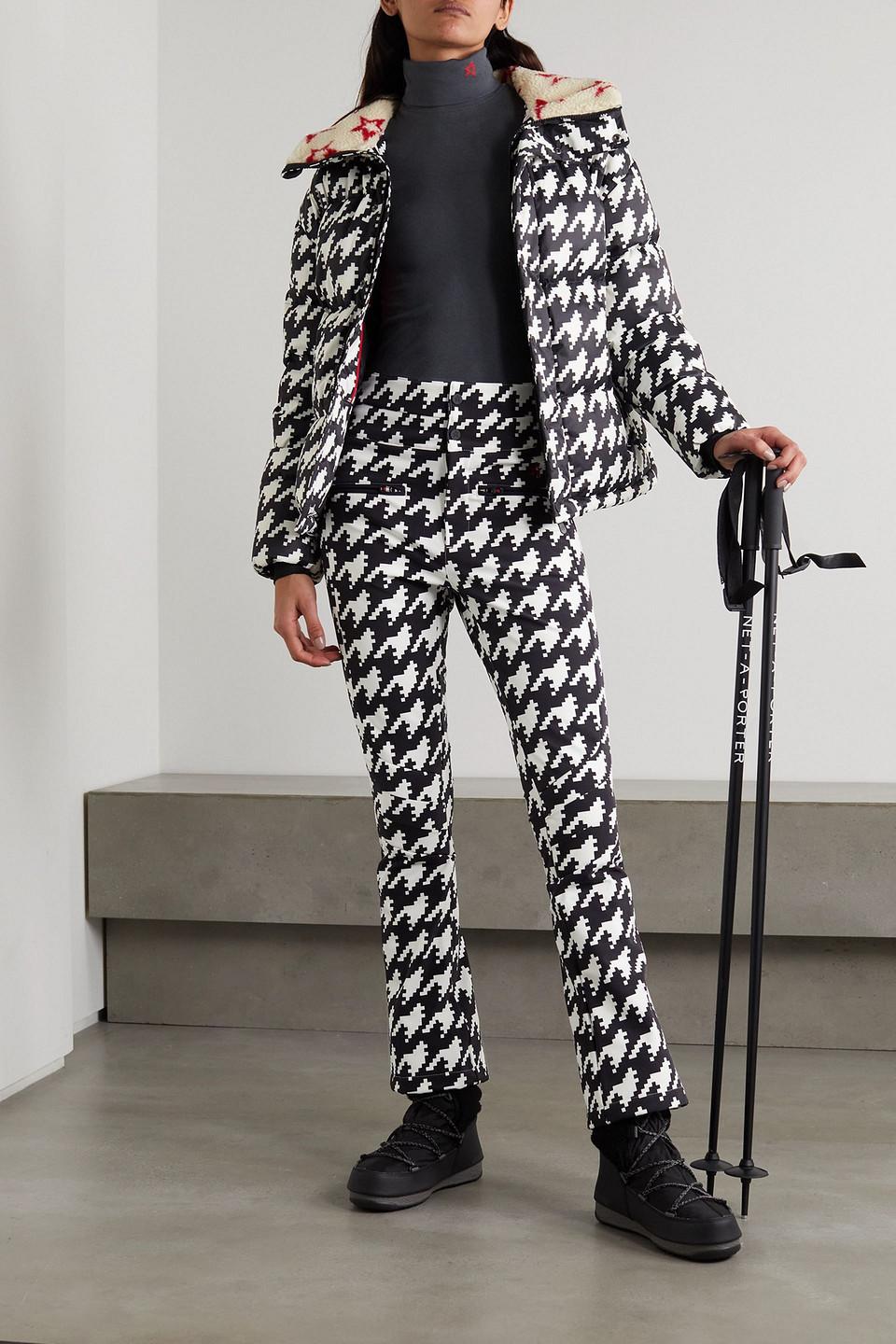 Aurora houndstooth flared ski pants