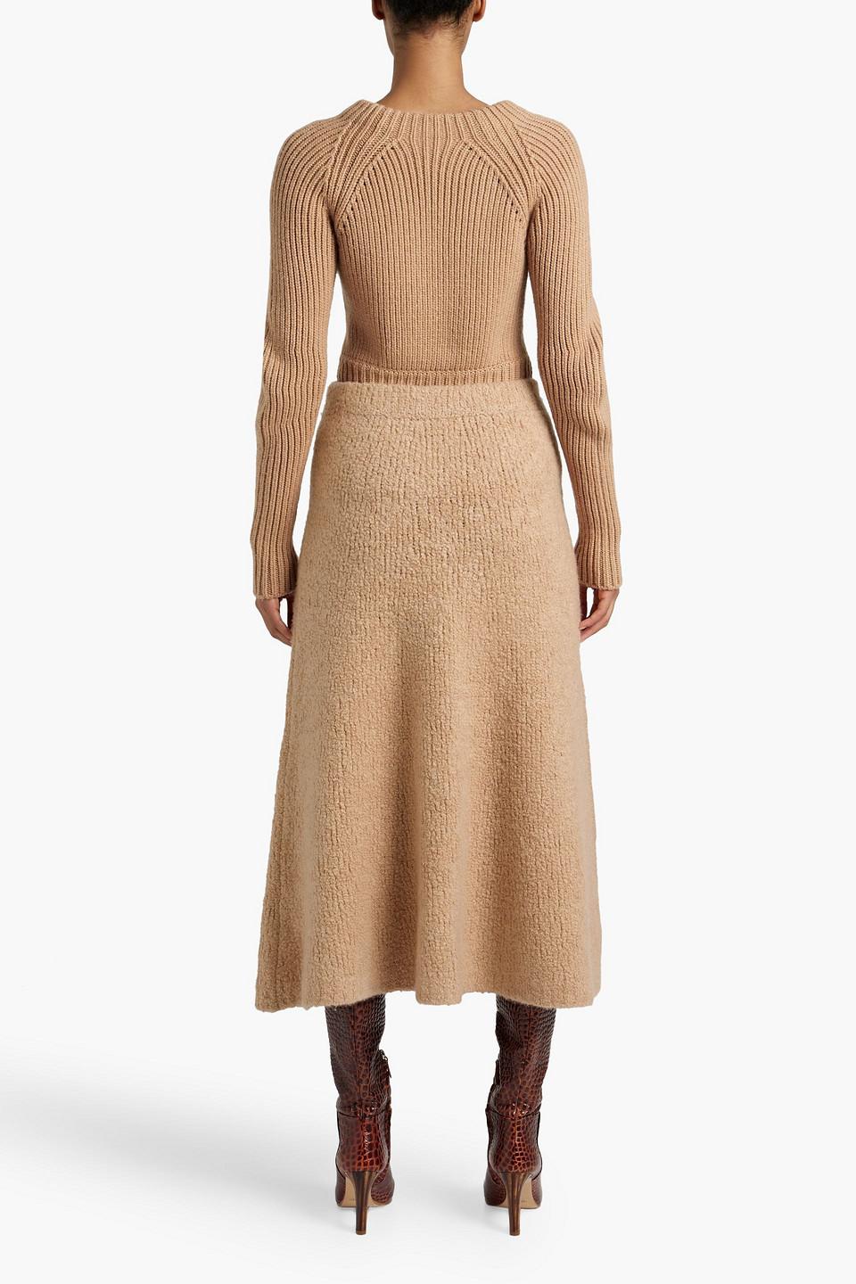 Pablo cashmere and silk-blend bouclé midi skirt