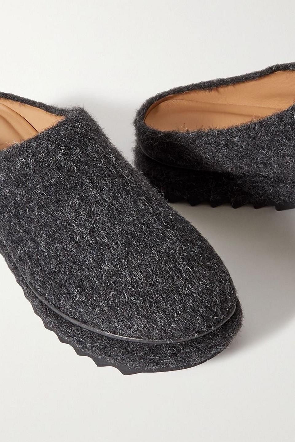 Moto brushed alpaca and merino wool-blend mules