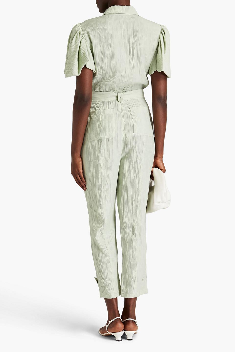 Callista belted crinkled Lyocell-blend twill jumpsuit