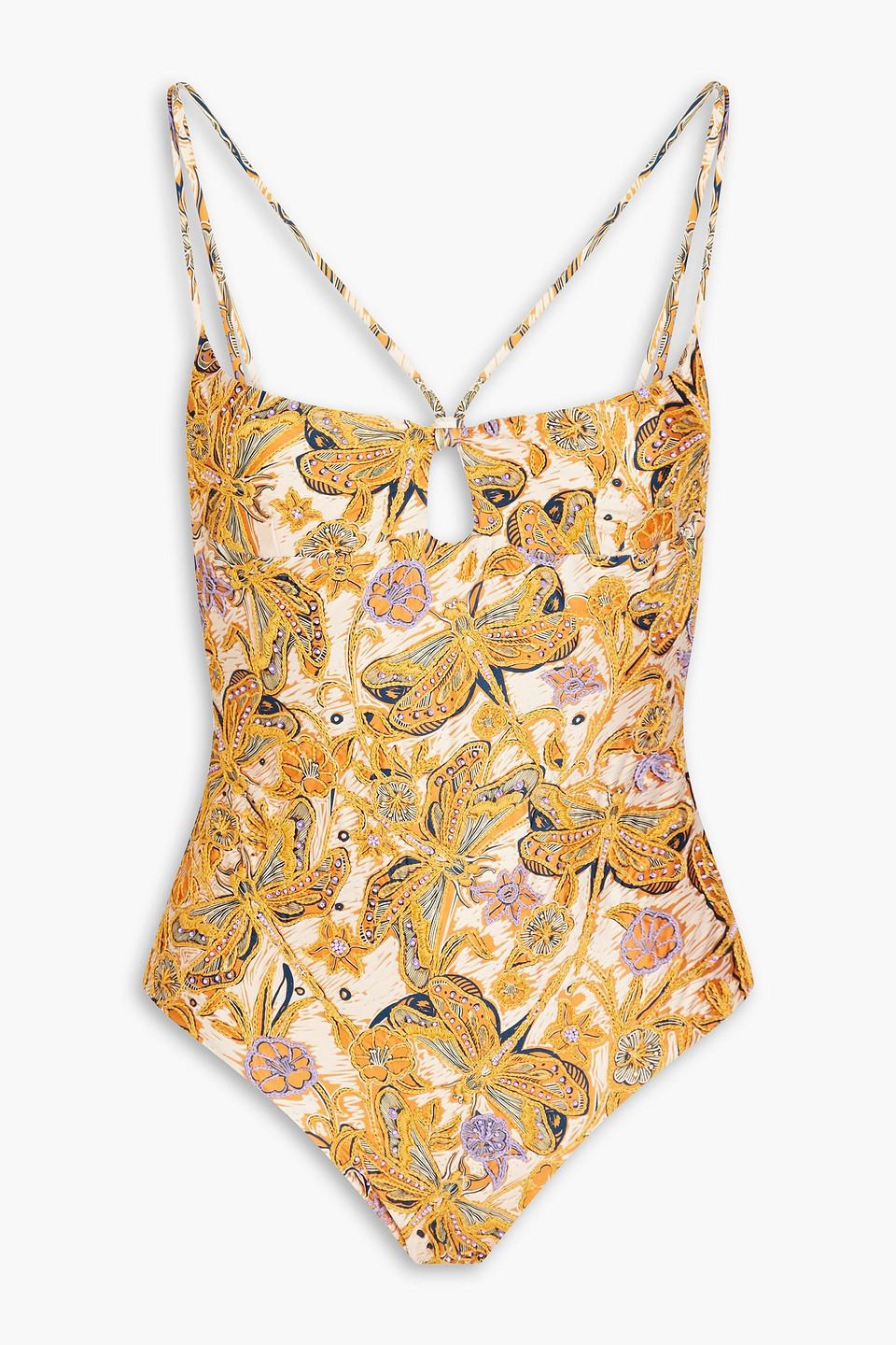 Boliviana embellished printed swimsuit