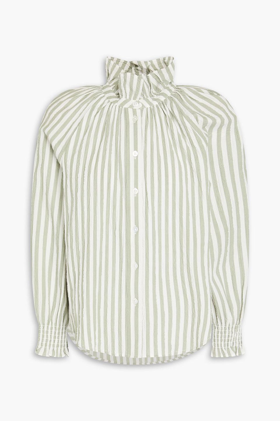 Calisto striped cotton-blend seersucker shirt