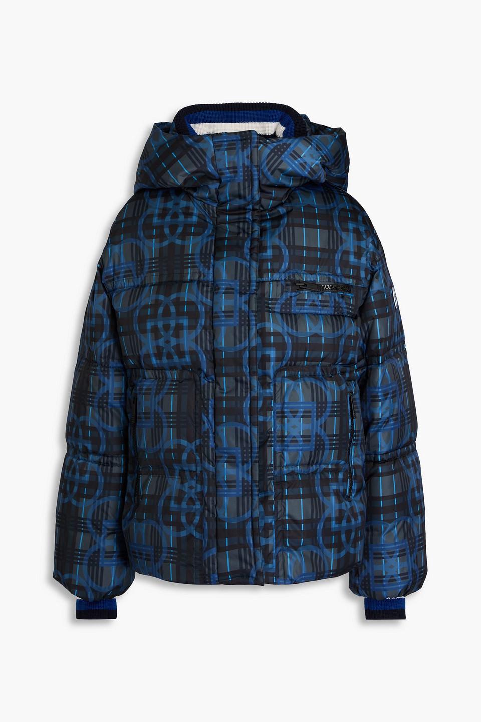 Printed hooded down ski jacket